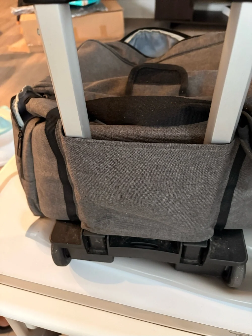 Men's Gray Travel Duffel Bag with Black Straps - Unbranded